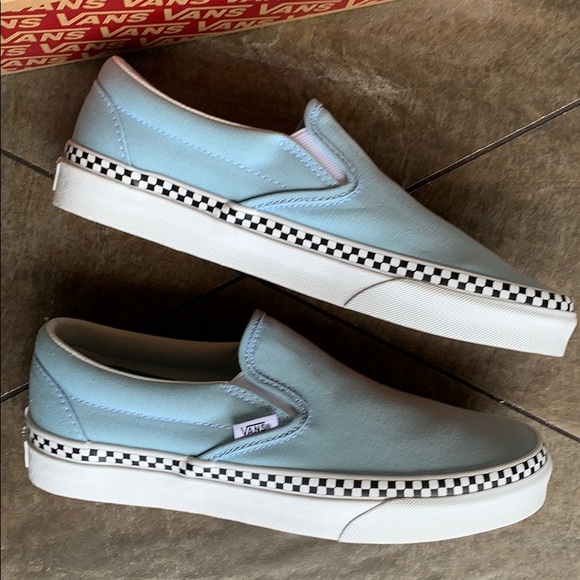 VANS CLASSIC SLIP-ON CHECK FOXING COOL BLUE men’s - Picture 14 of 16